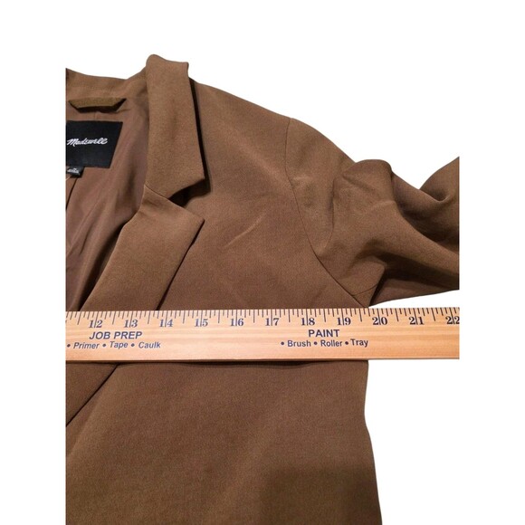 NWT Madewell Blazer Womens Medium Polyester Brown Cognac Toffee Pockets F2.6 - Picture 10 of 13